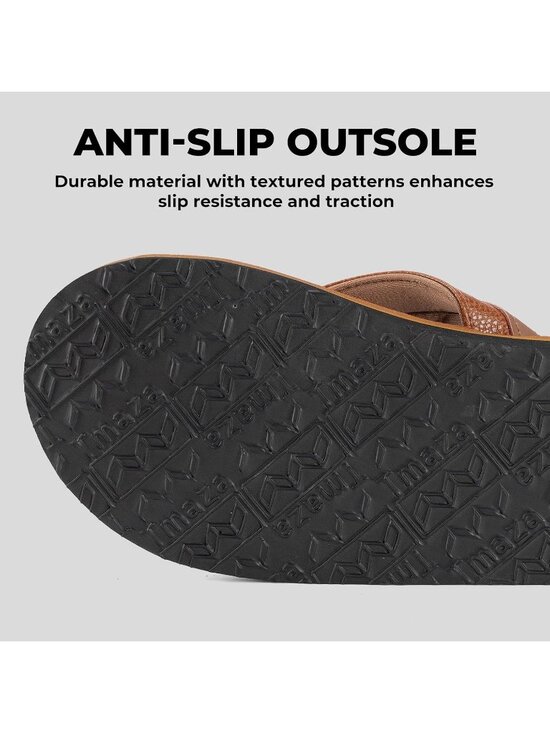 Men\'s Khaki Flip Flops With Arch Support Summer Outdoor Beach Sandals
